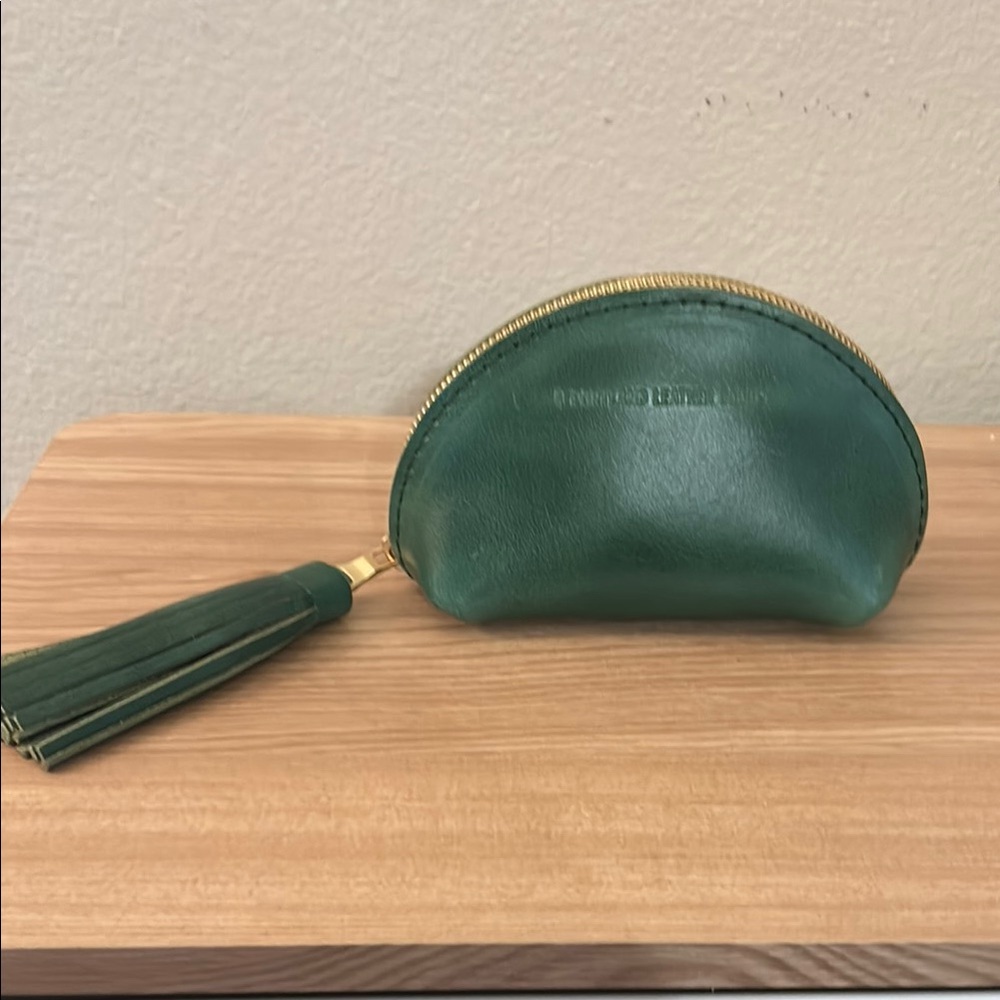 Portland Leather Goods Forest Green Cosmetic Bag with Zipper and Tassel